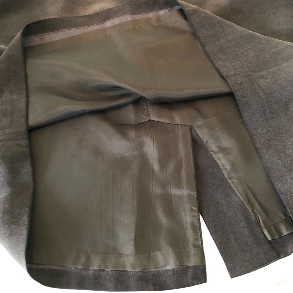 Vintage Chaus 100% Silk Brown Skirt Women’s 14 Lined A-Line - Picture 9 of 12